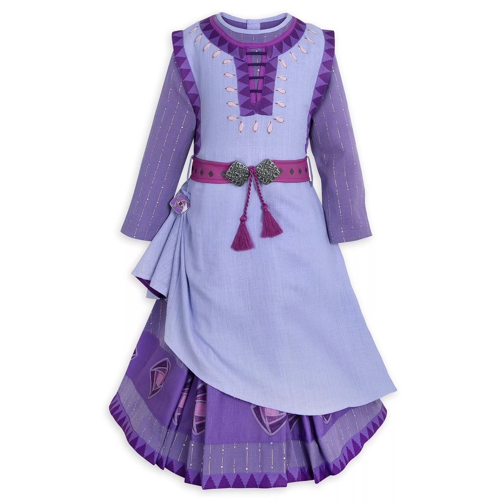 Disney Store Official Wish Asha Costume Dress Purple Belted Halloween Girls 7/8